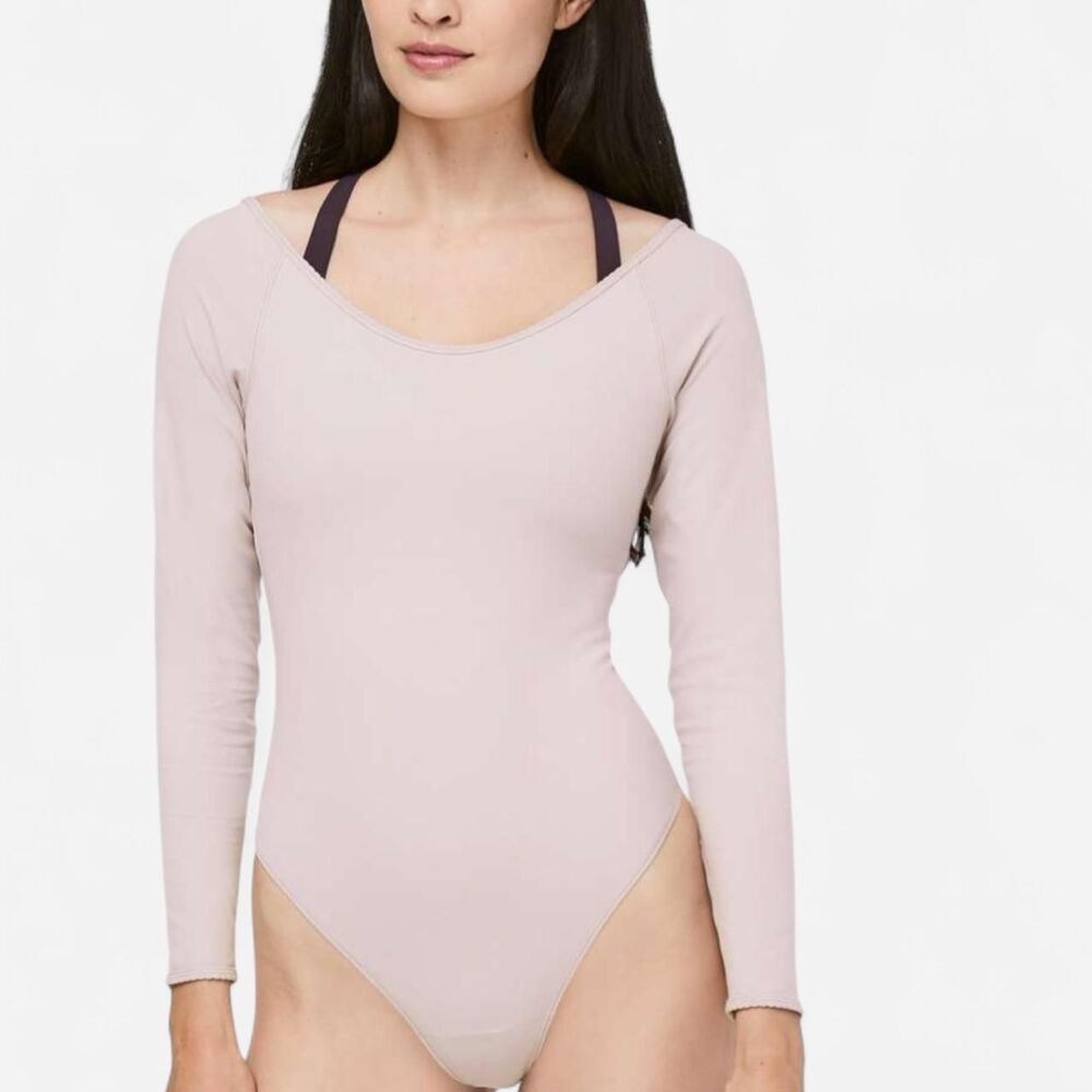 Lululemon Full Freedom Bodysuit Smoky Blush Nulu Low Back Seamless Size 6
